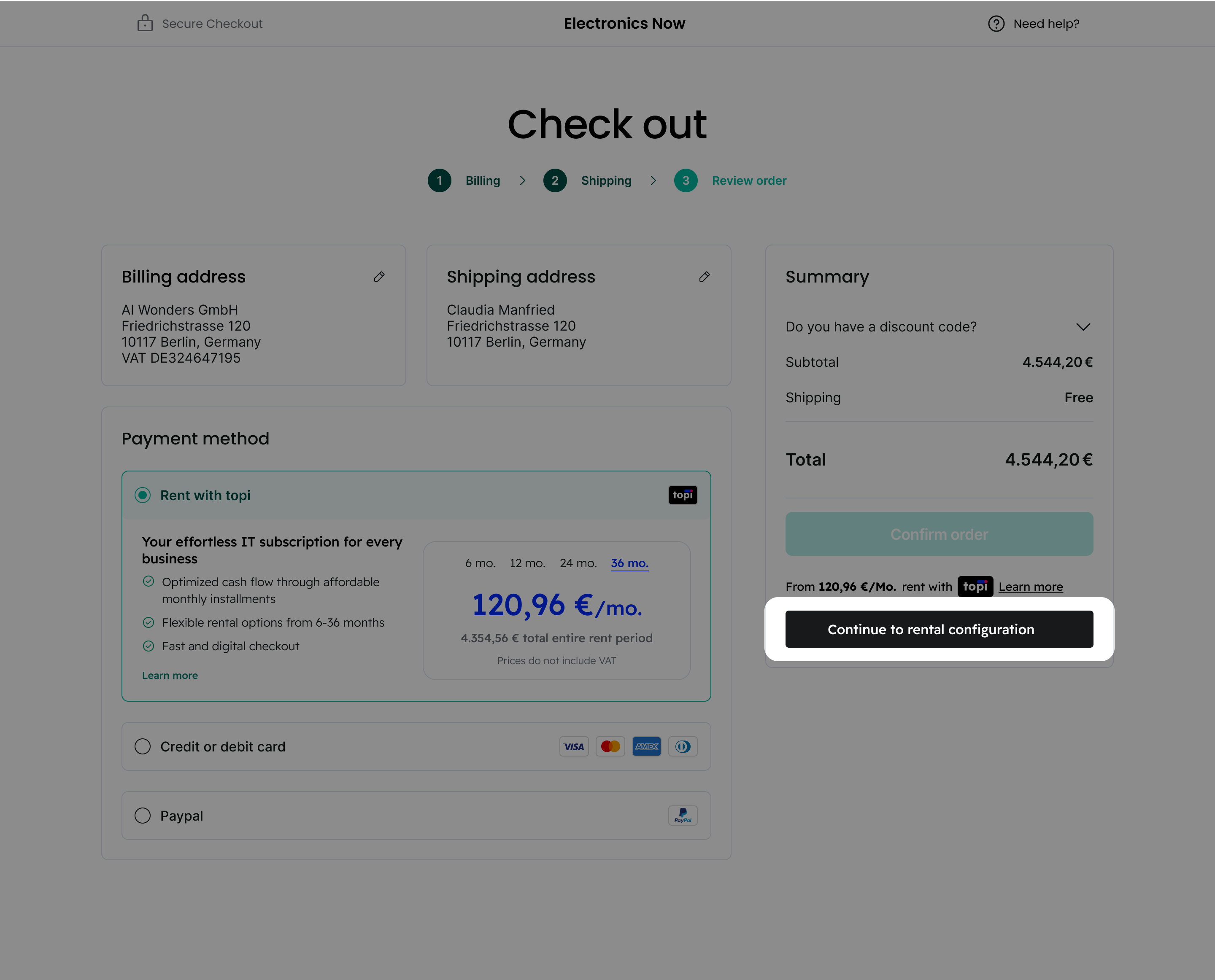 topi Elements - Checkout Button screenshot
